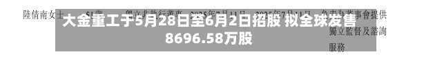 大金重工于5月28日至6月2日招股 拟全球发售8696.58万股-第2张图片