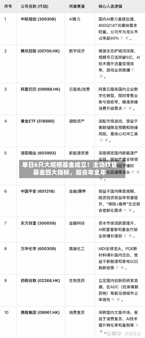 单日6只大规模基金成立！主动权益基金四大指标，超去年全年