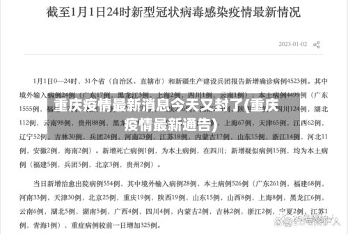 重庆疫情最新消息今天又封了(重庆疫情最新通告)