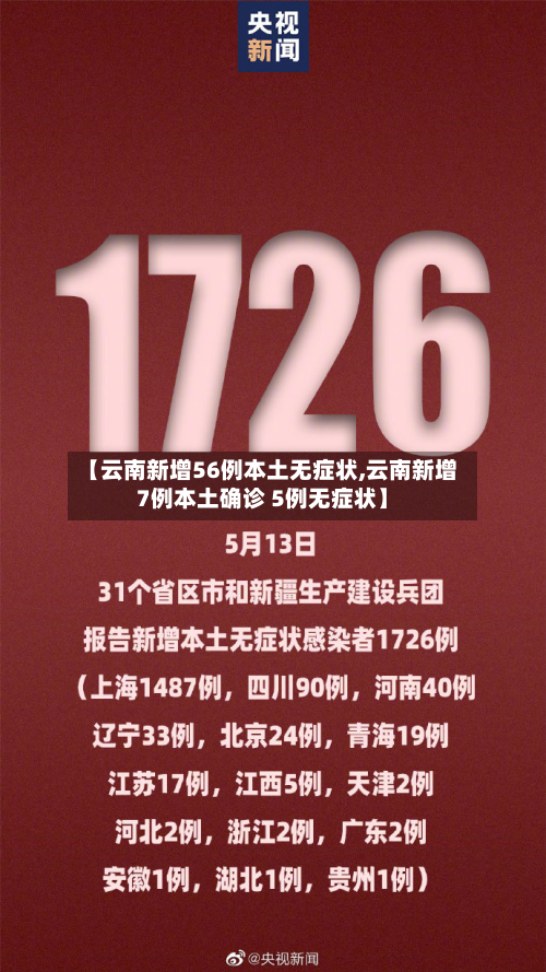 【云南新增56例本土无症状,云南新增7例本土确诊 5例无症状】