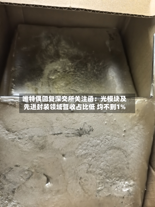 唯特偶回复深交所关注函：光模块及先进封装领域营收占比低 均不到1%