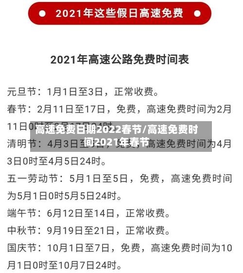 高速免费日期2022春节/高速免费时间2021年春节-第3张图片