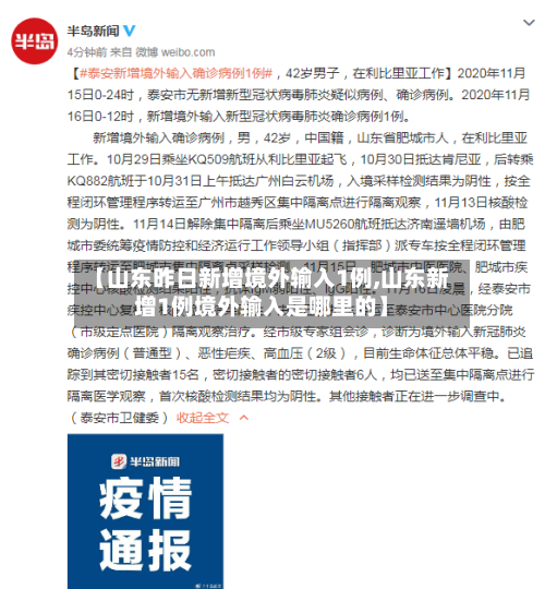 【山东昨日新增境外输入1例,山东新增1例境外输入是哪里的】-第2张图片