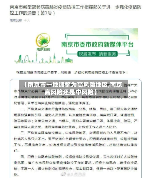 【南京市一地调整为高风险地区,南京高风险还是中风险】-第2张图片