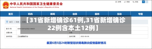 【31省新增确诊61例,31省新增确诊22例含本土12例】