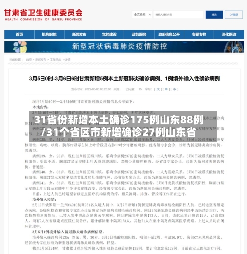 31省份新增本土确诊175例山东88例/31个省区市新增确诊27例山东省-第3张图片