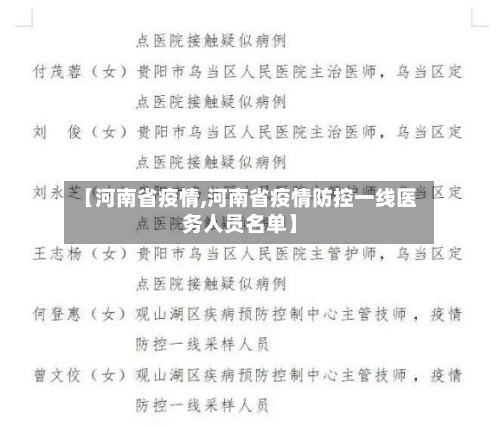 【河南省疫情,河南省疫情防控一线医务人员名单】