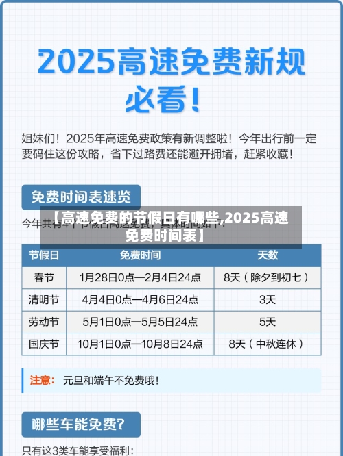 【高速免费的节假日有哪些,2025高速免费时间表】