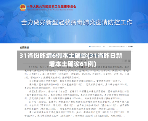 31省份昨增6例本土确诊(31省昨日新增本土确诊61例)-第2张图片