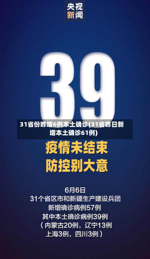 31省份昨增6例本土确诊(31省昨日新增本土确诊61例)
