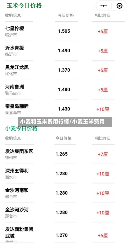 小麦和玉米费用行情/小麦玉米费用-第2张图片