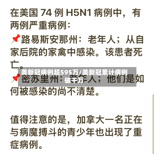 美新冠病例超595万/美新冠累计病例破千万