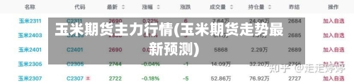玉米期货主力行情(玉米期货走势最新预测)-第2张图片