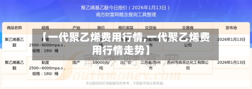 【一代聚乙烯费用行情,一代聚乙烯费用行情走势】