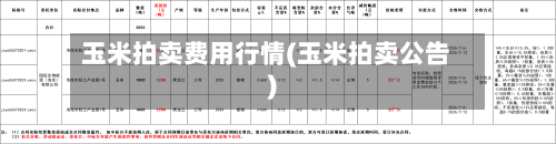 玉米拍卖费用行情(玉米拍卖公告)