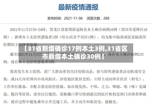 【31省新增确诊17例本土3例,31省区市新增本土确诊30例】